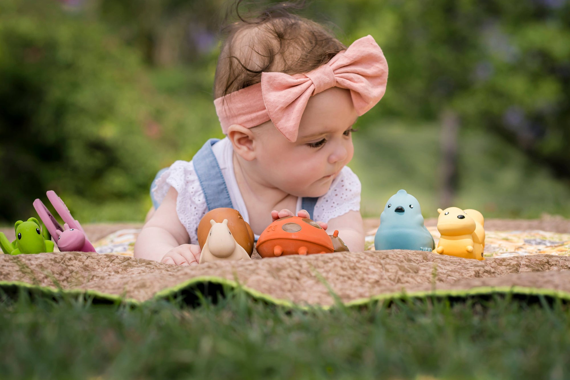 Grasshopper Natural Rubber Teether, Rattle &amp; Bath Toy