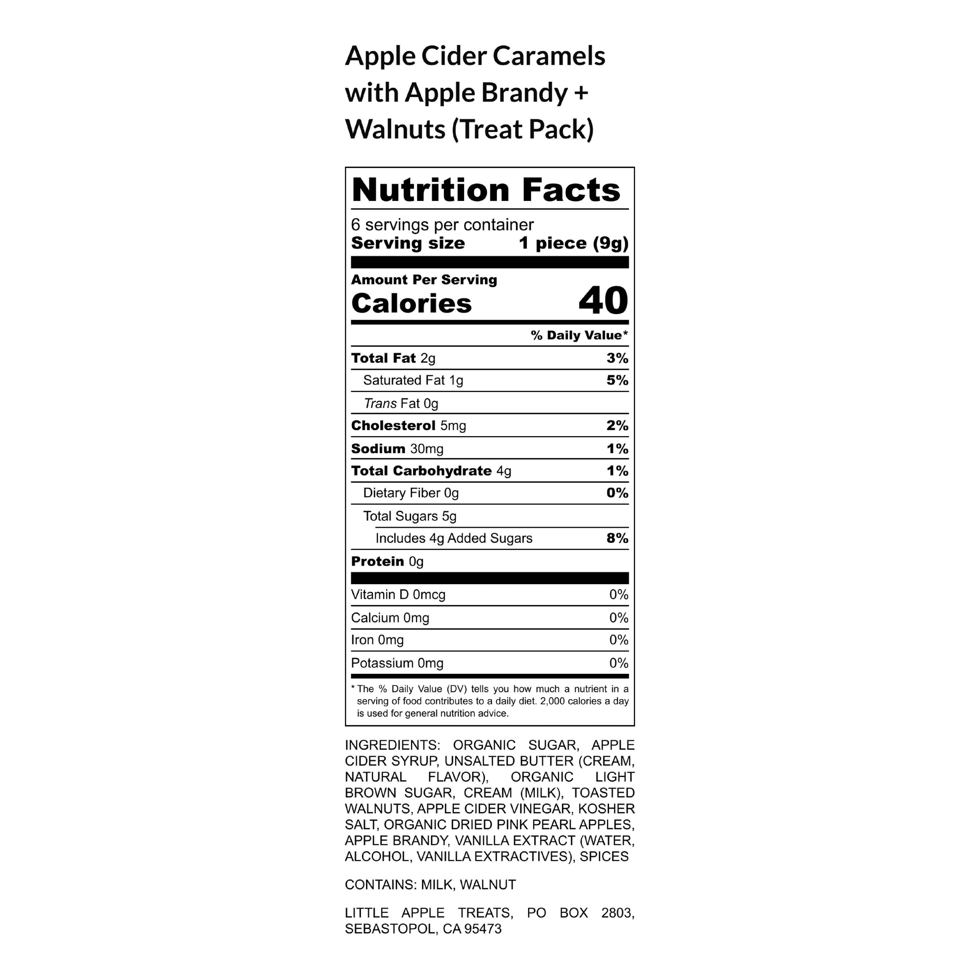 Apple Brandy + Walnuts Apple Cider Caramels Treat Pack