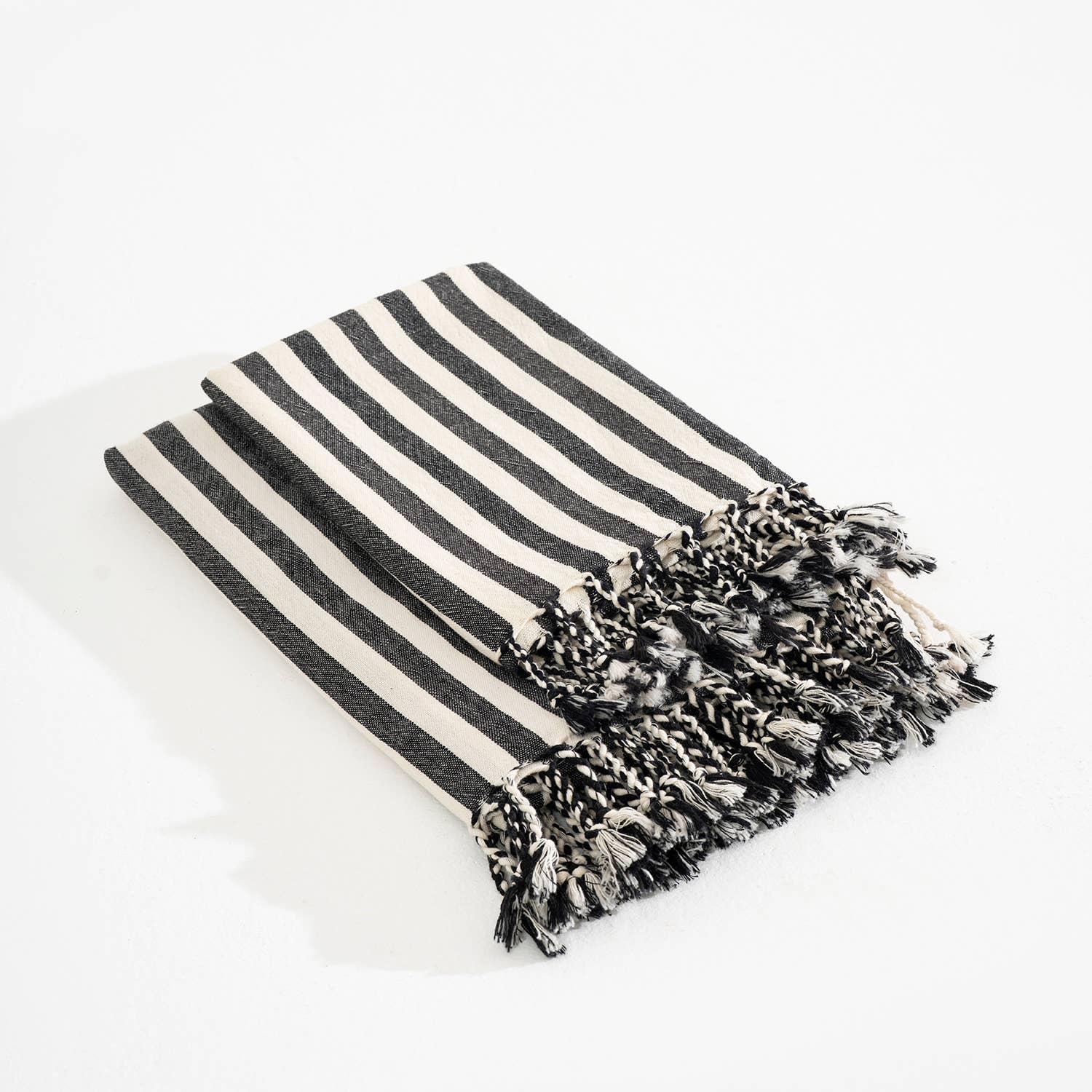 Light Weight 100% Cotton Beach Towels - Black/Cream