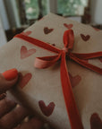 RED HEARTS Kraft Wrapping Paper