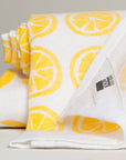 Lemon Print Yellow Floursack Dishtowels Set of 2