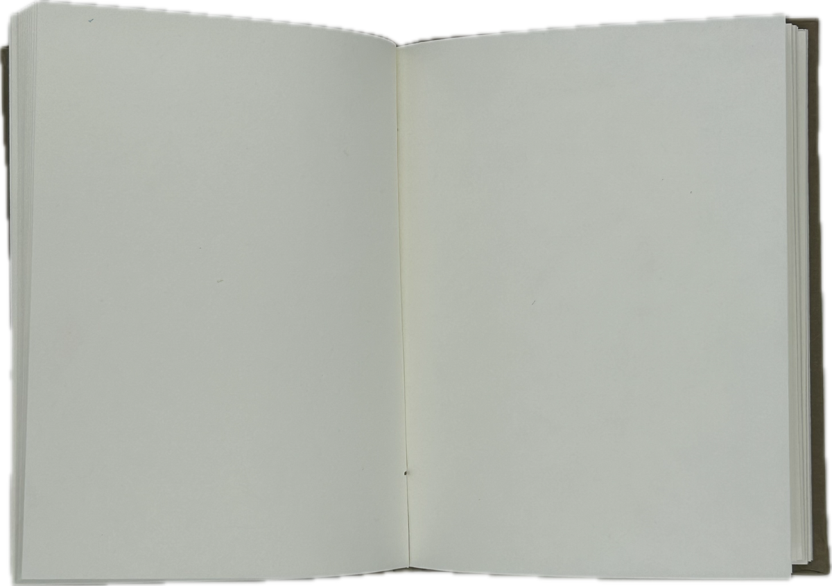 Open artisan journal with blank handmade paper pages