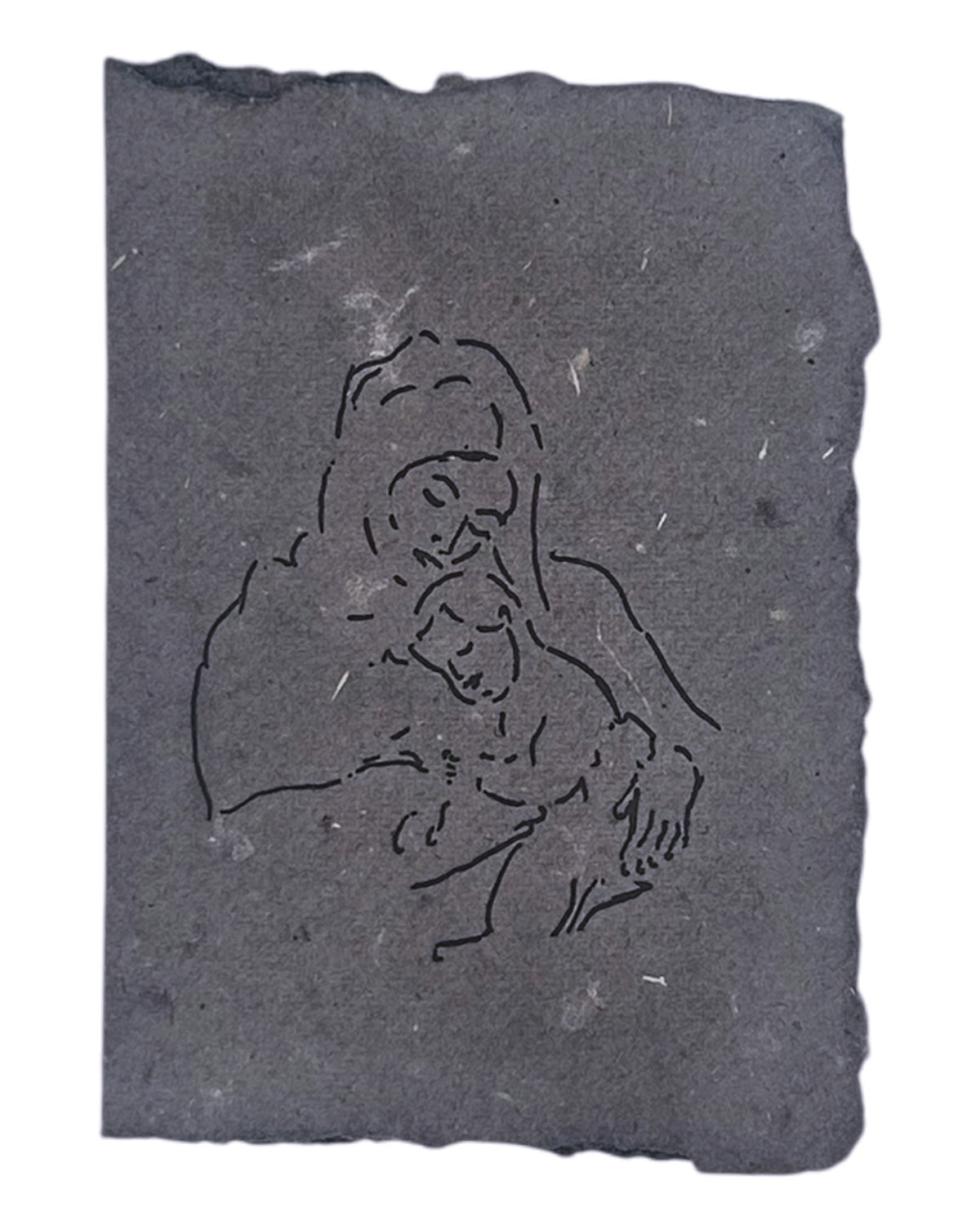 Dark gray faith-themed Christmas card with line art nativity scene illustration