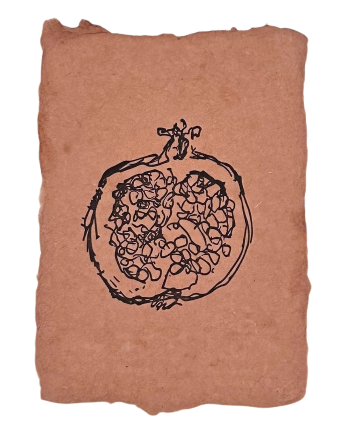 Holiday illustration card with black pizza slice illustration on rust brown paper
