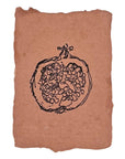 Holiday illustration card with black pizza slice illustration on rust brown paper
