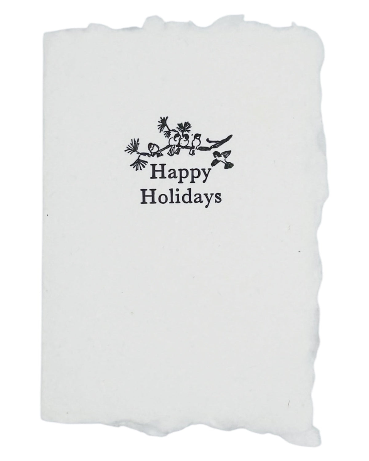 Happy Holidays greeting card with floral branch ornament and centered text.
