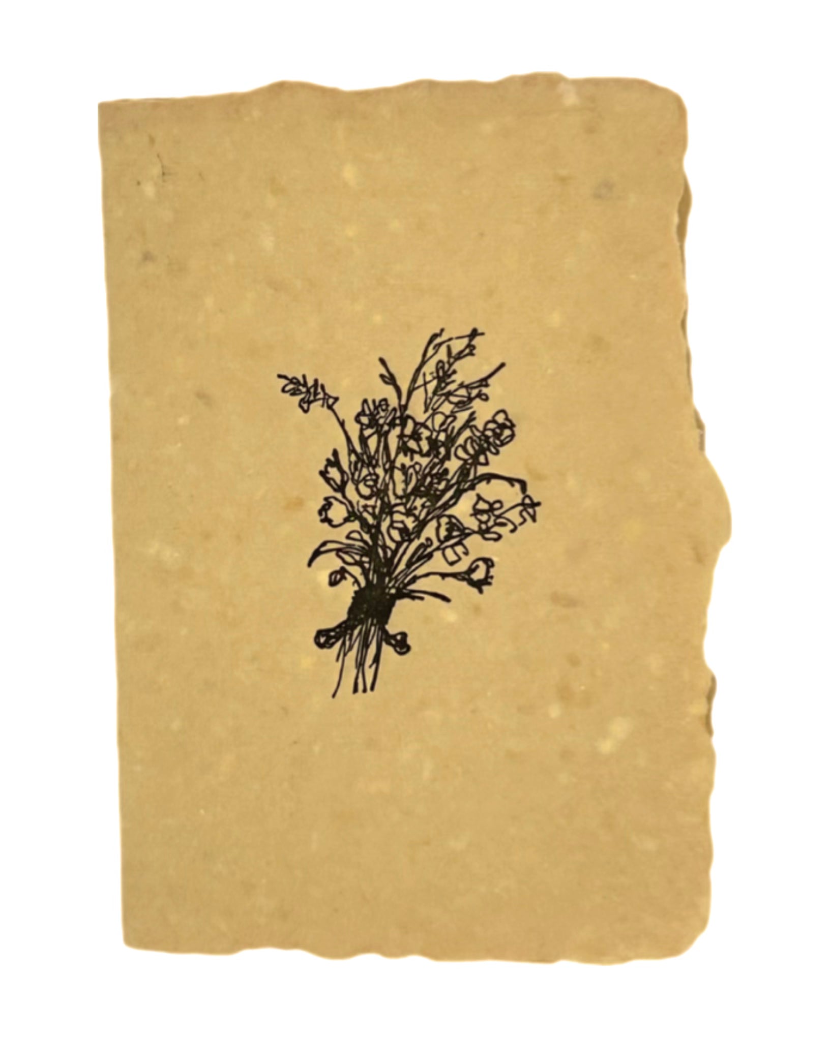 Wild bouquet card with black ink bouquet illustration on tan textured paper