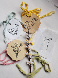 Spring Tiny Cards and Tags with Ribbon