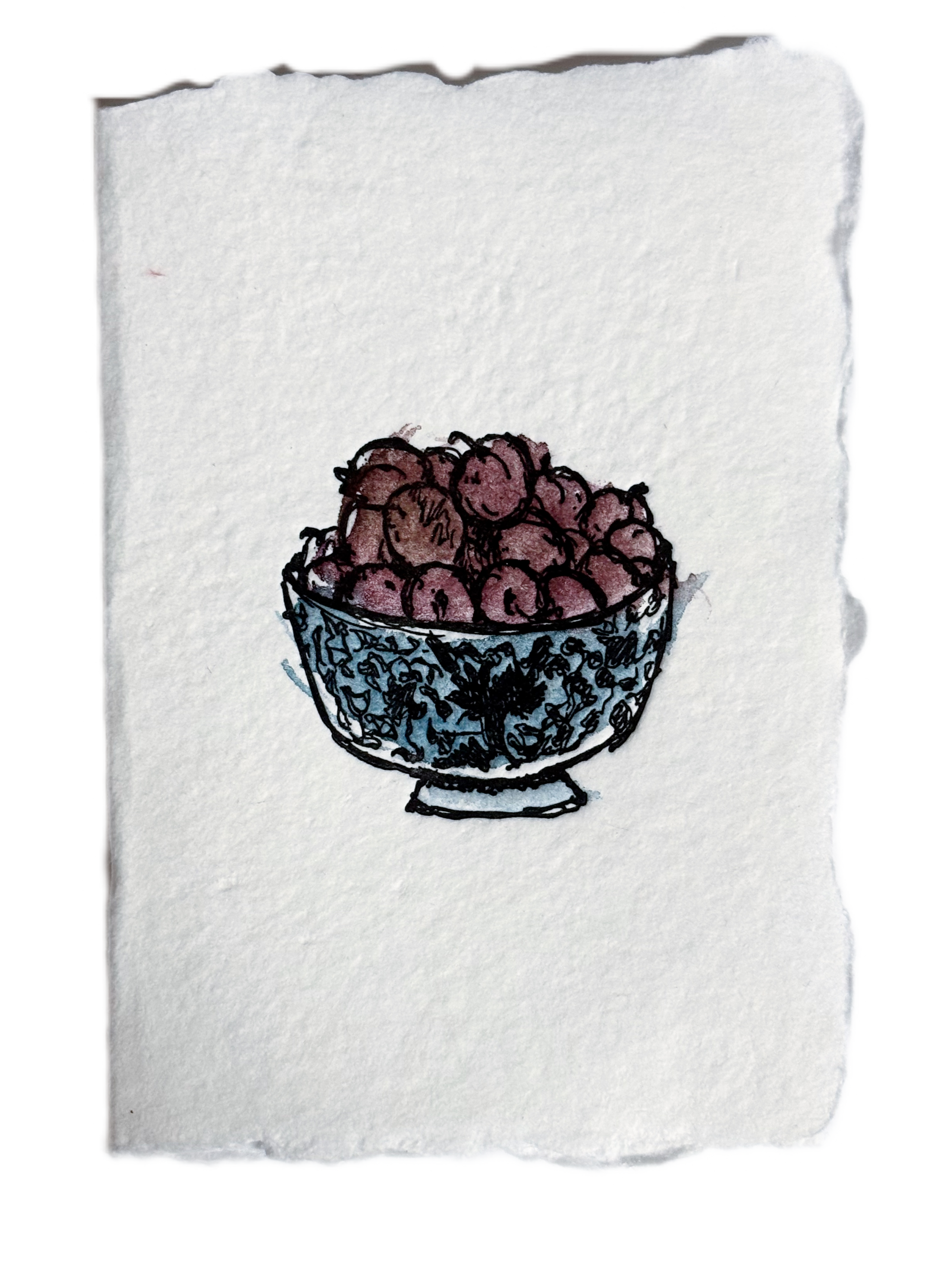 NEW! Bowl of Plums Hand-painted Card
