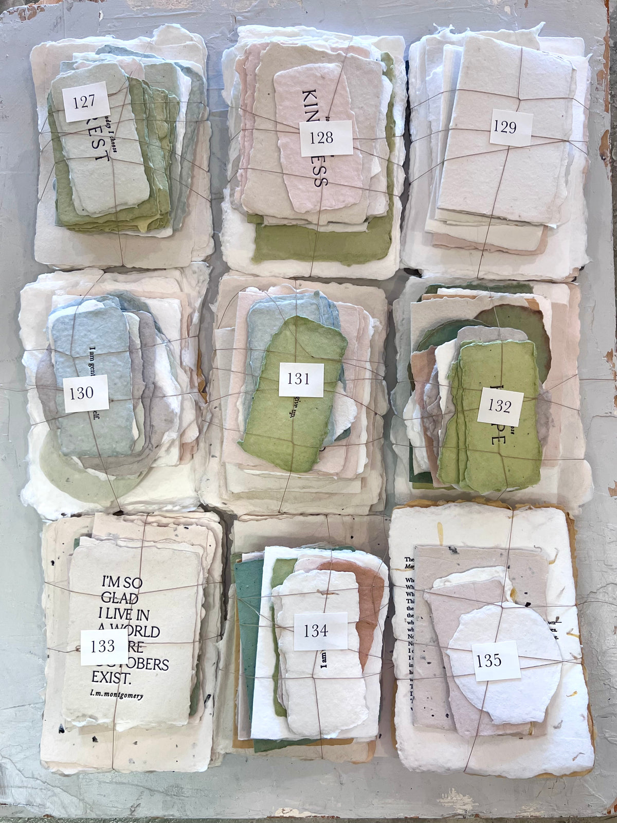 Assorted fabric bundle set with numbered fabric squares 127–135