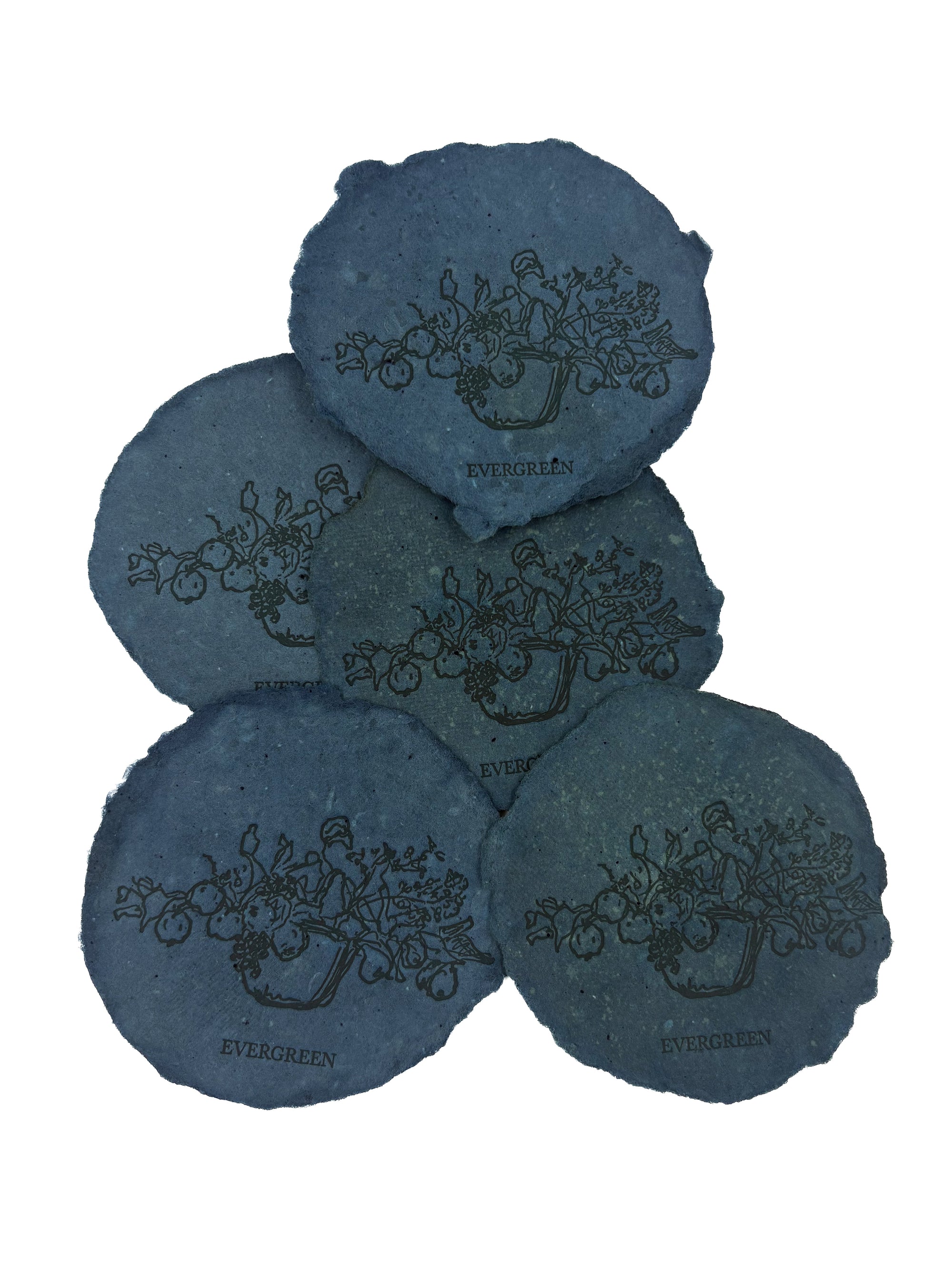 Indigo 2x4 Handmade Paper with Custom Letterpress