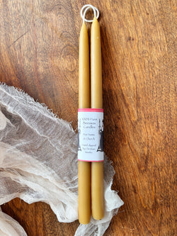 Hand-Dipped 100% Beeswax Taper Candles