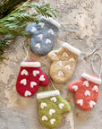 Hand-Felted Mitten Christmas Ornament Sets