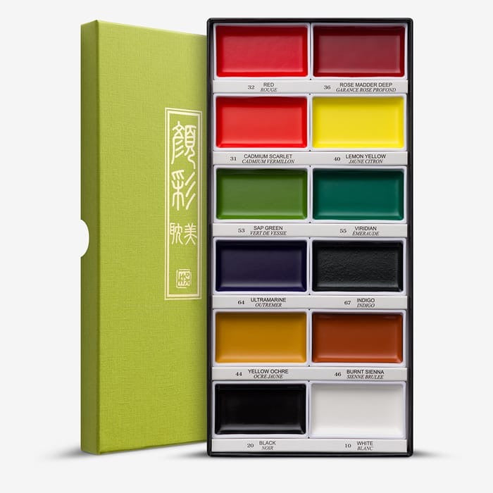12 Color Japanese Pan Paint Set (Primary Palette)