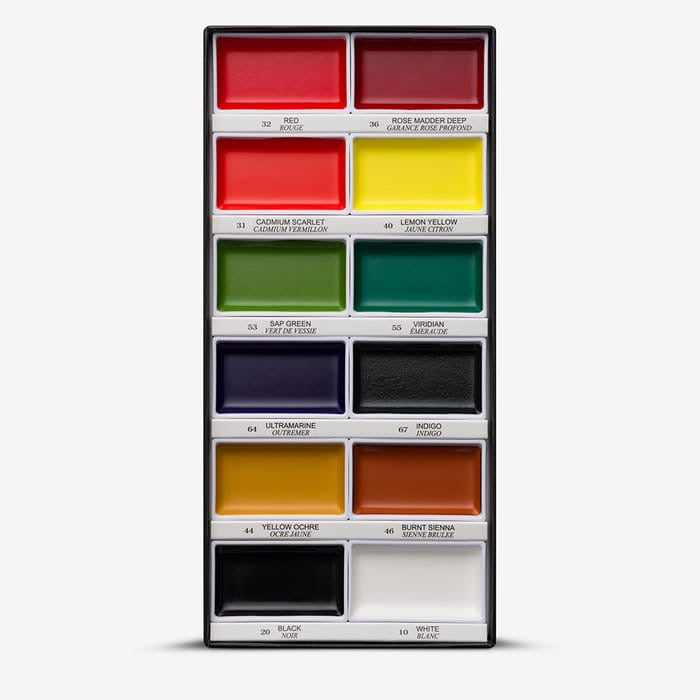 12 Color Japanese Pan Paint Set (Primary Palette)