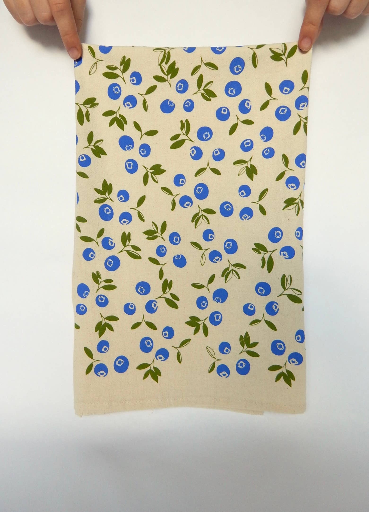 Blueberry Kitchen Towel, Handprinted Tea Towel