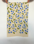 Blueberry Kitchen Towel, Handprinted Tea Towel