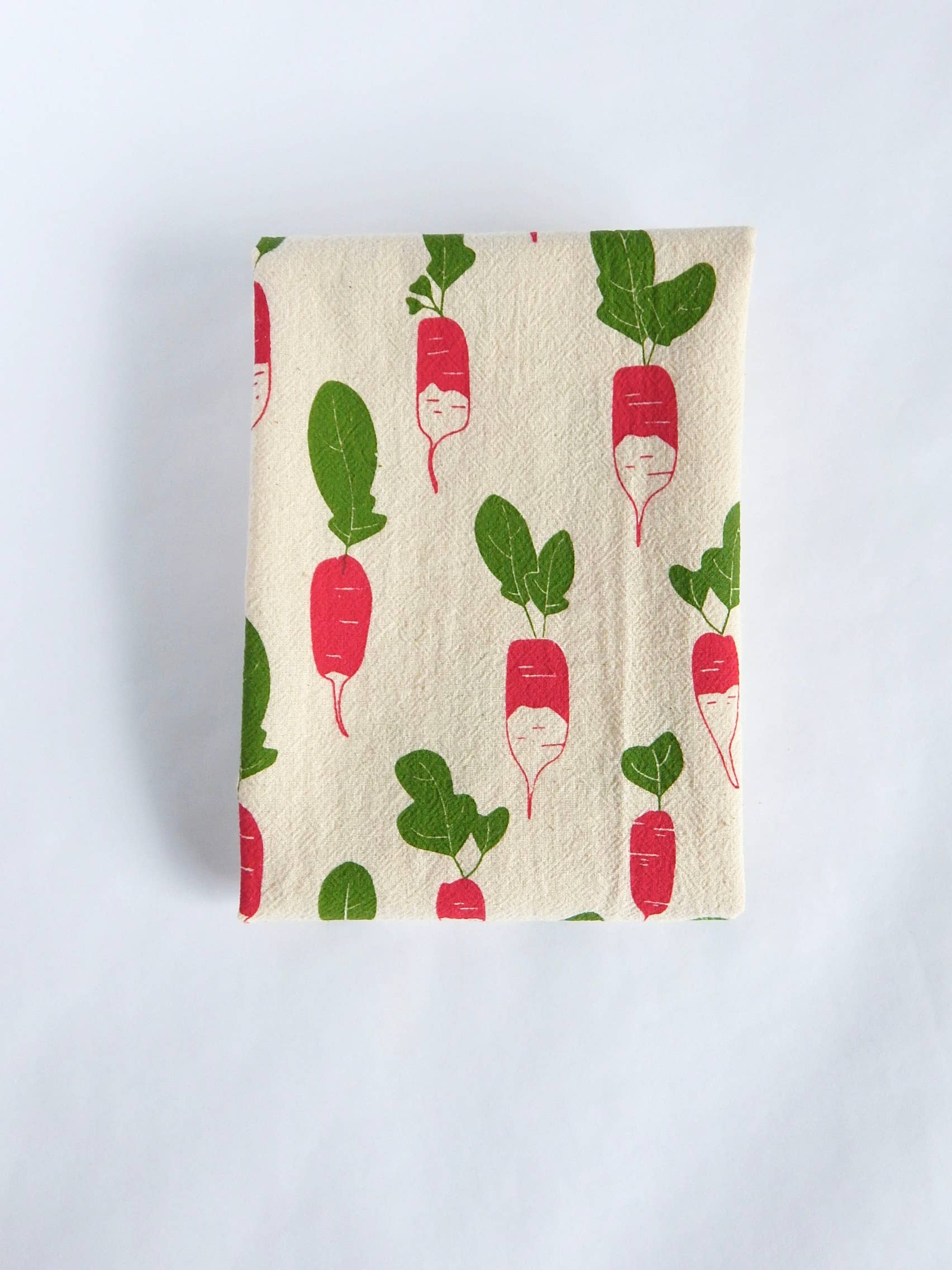 Radish Kitchen Towel, Garden Tea Towel, Handprinted