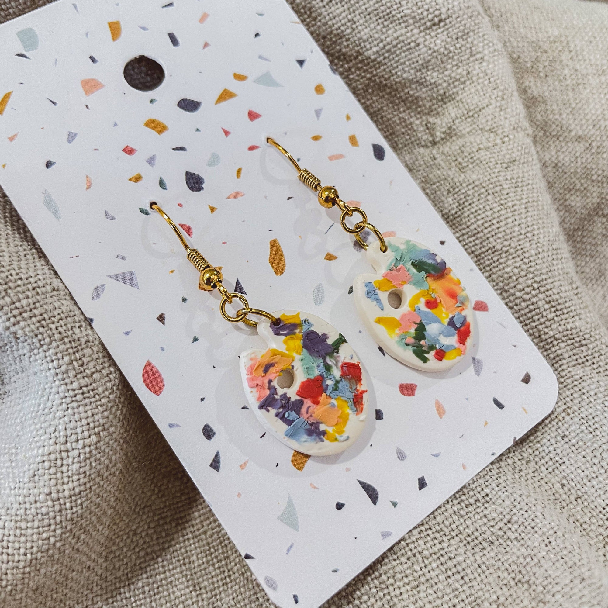 Artist Messy Paint Palette Earrings: Dark Brown
