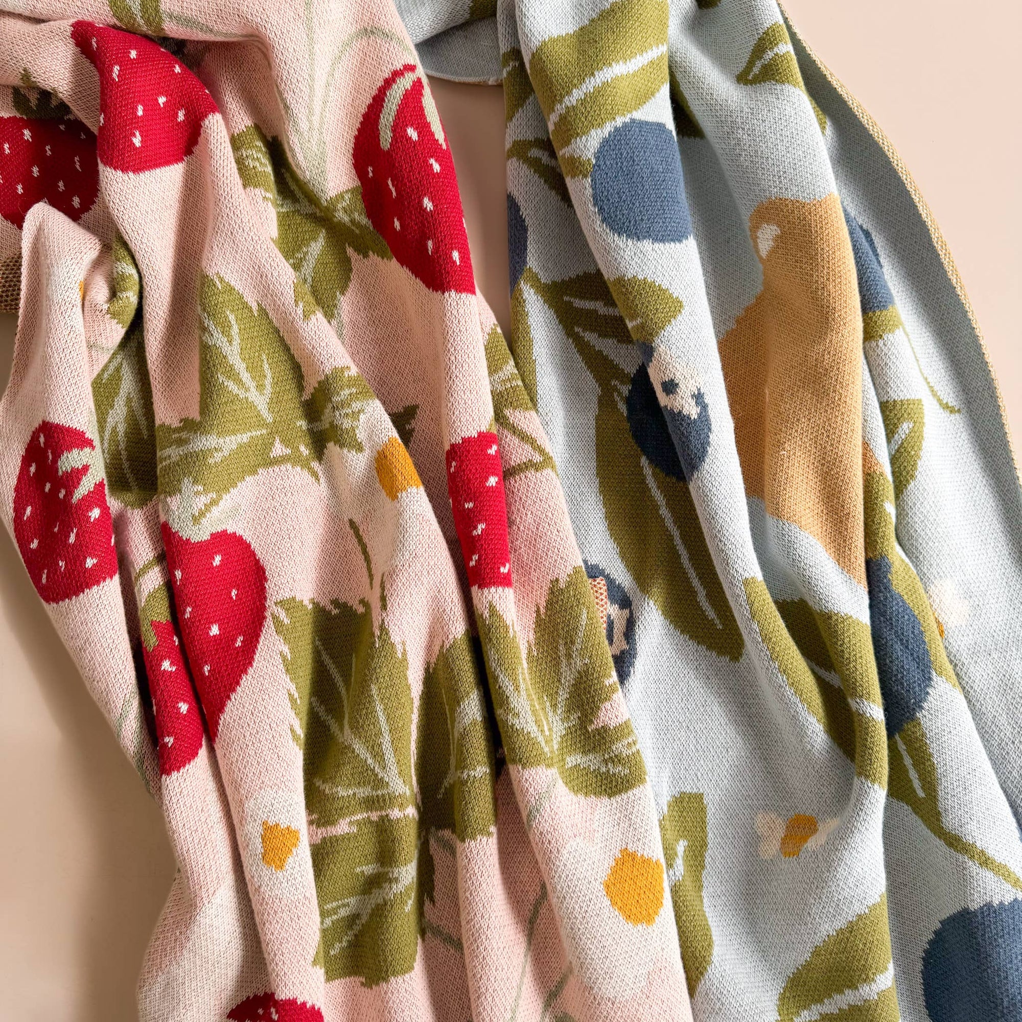 Strawberry Bunny Organic Cotton Baby Blanket