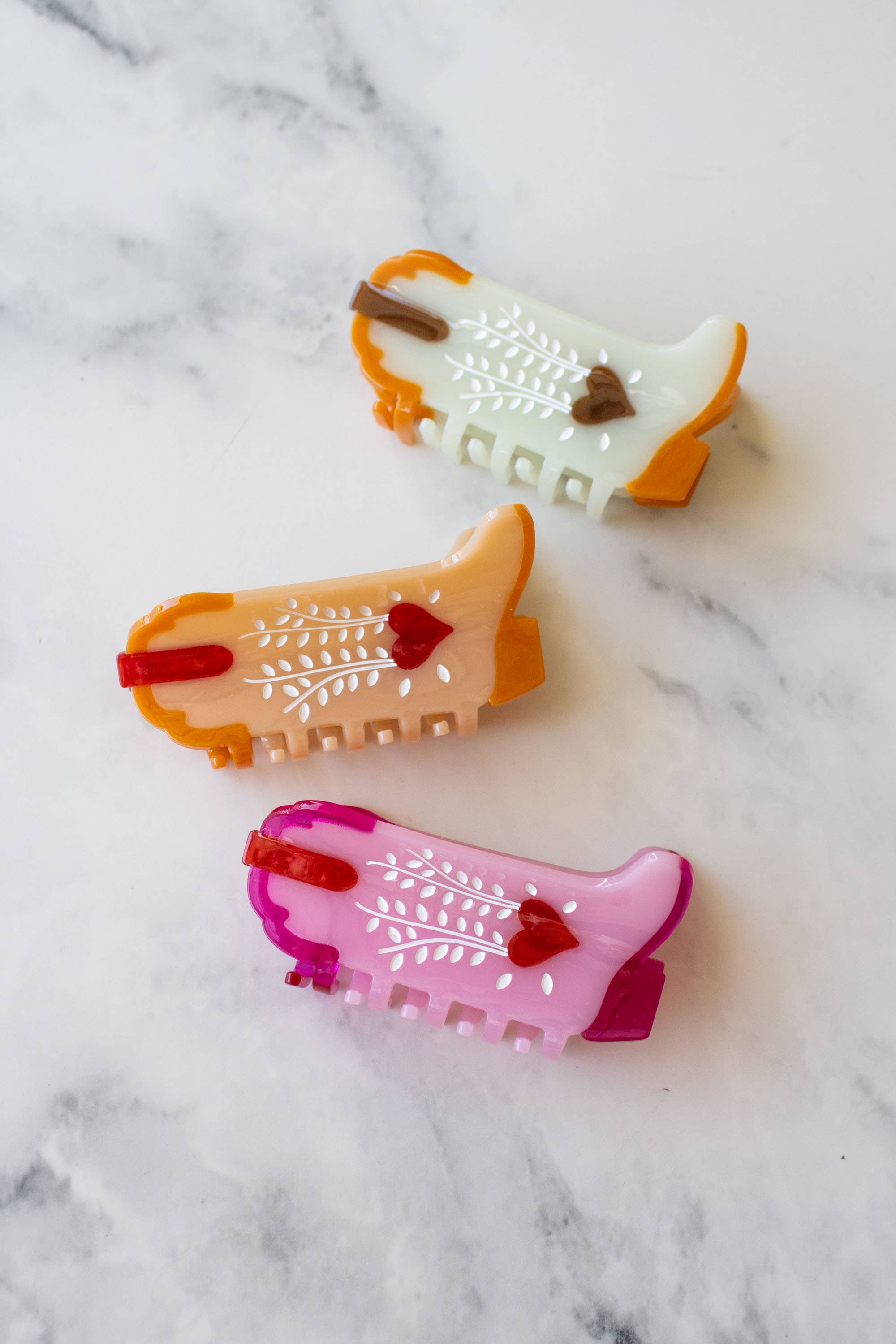 Eco My Sweet Heart Cowboy Boots Hair Claw Clip: Mint Caramel