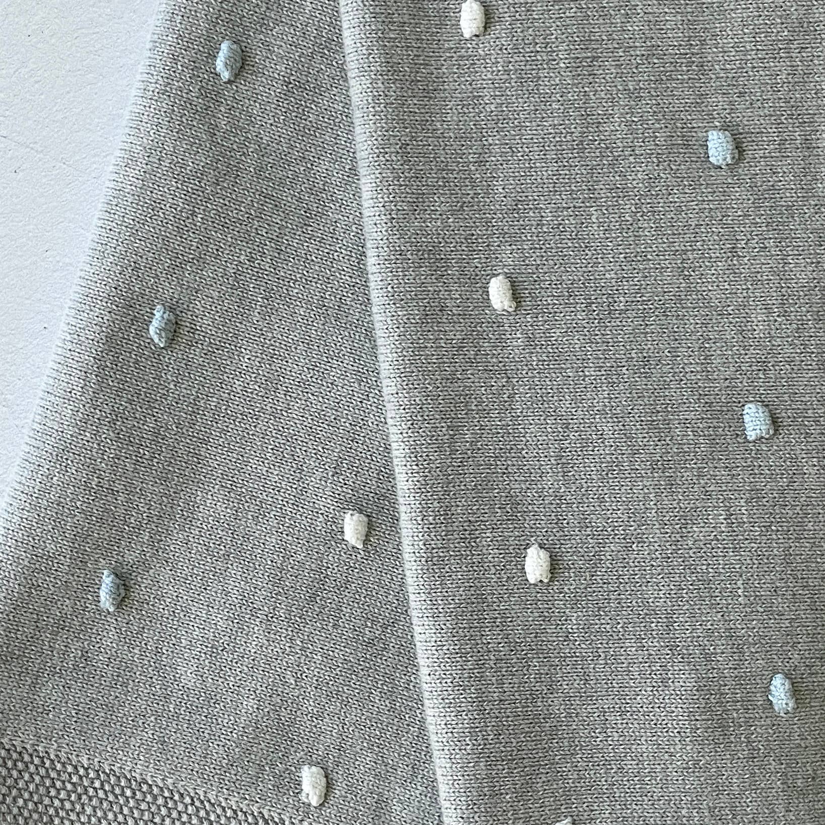 Bobble Knit Baby Blanket &amp; Lovey Gift SET (Organic): Grey/ Ivory Bobble / OS