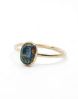Black Opal Oval Ring in Gold Filled