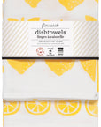Lemon Print Yellow Floursack Dishtowels Set of 2