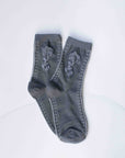 Rose Cotton Blend Socks: Grey