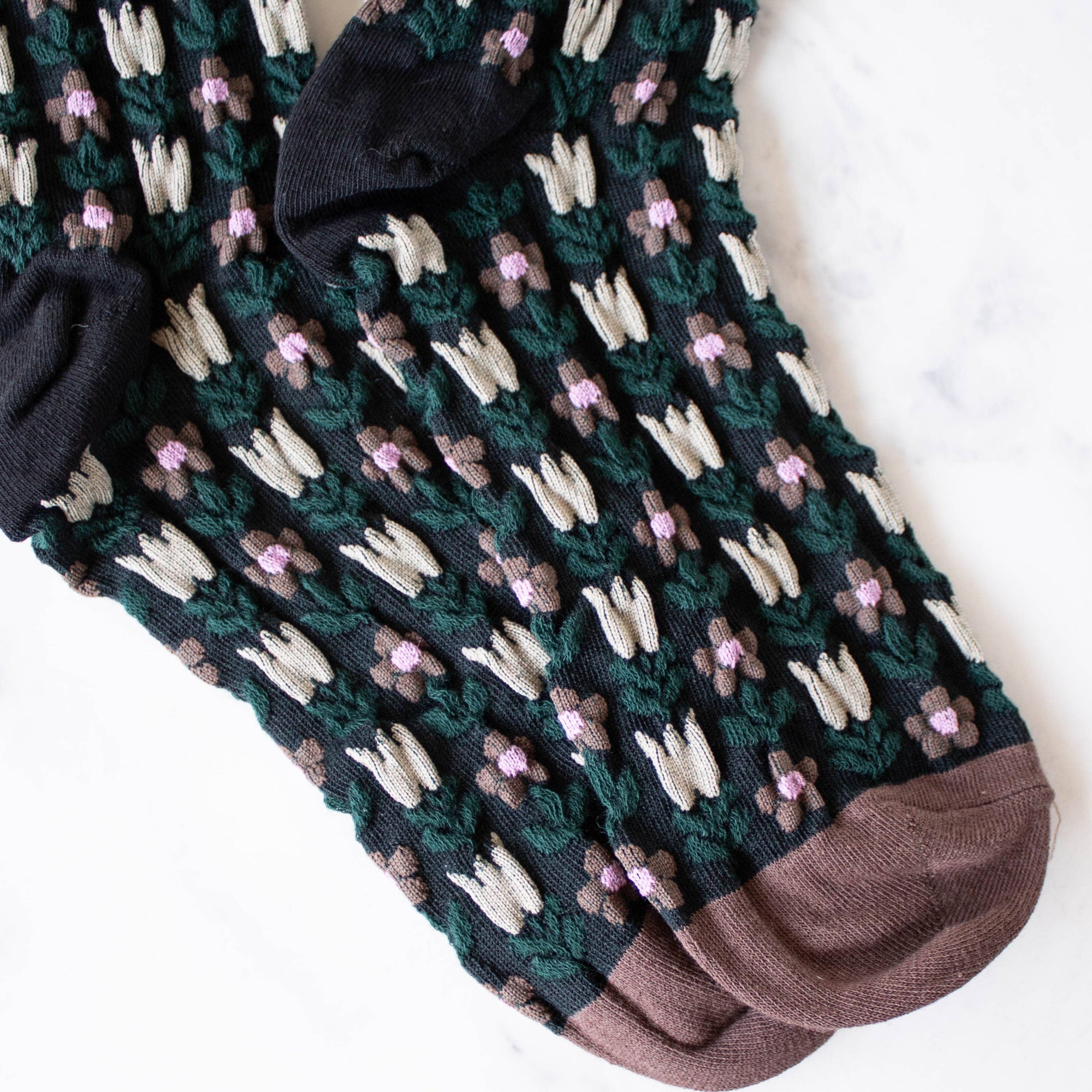 Vintage Floral Casual Socks: Bule/Navy
