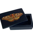 3" Emperor Moth Black Soapstone Trinket-Jewelry Box