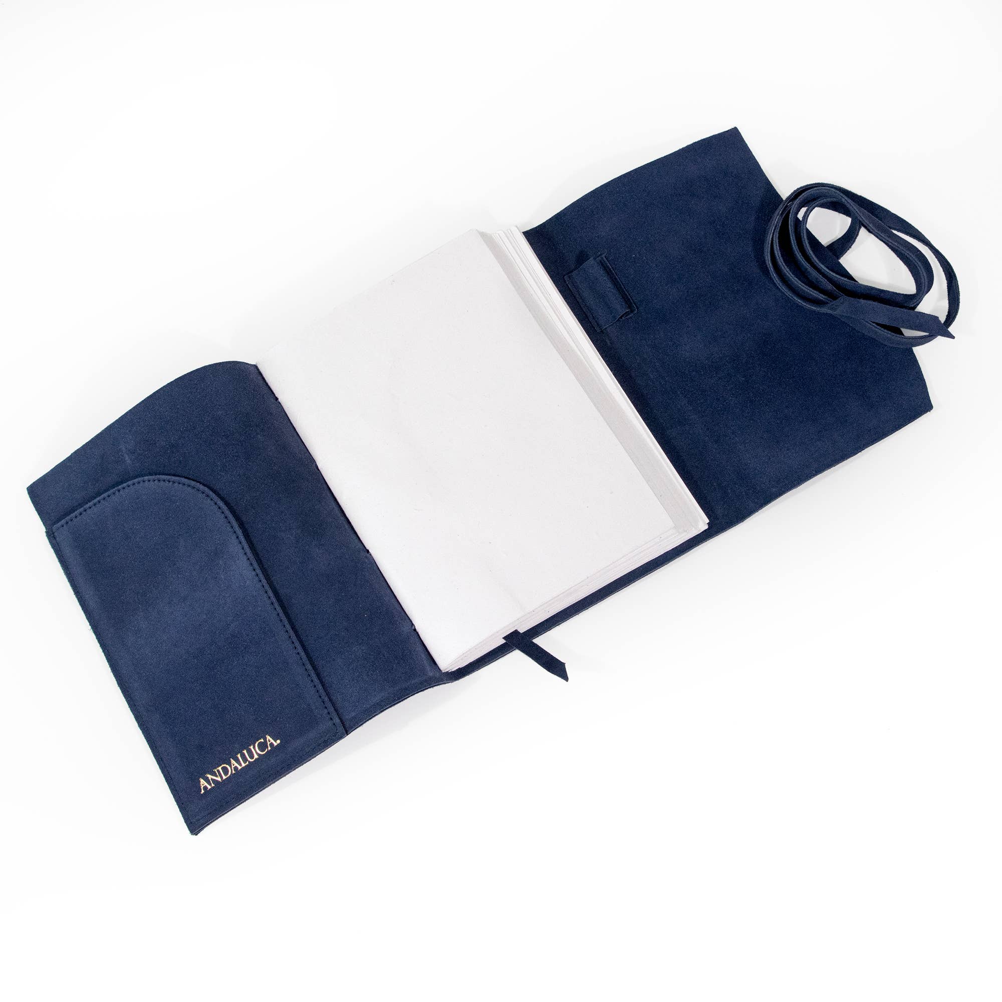 Suede Journal W/ Organic Cotton Paper Large: Dark Blue