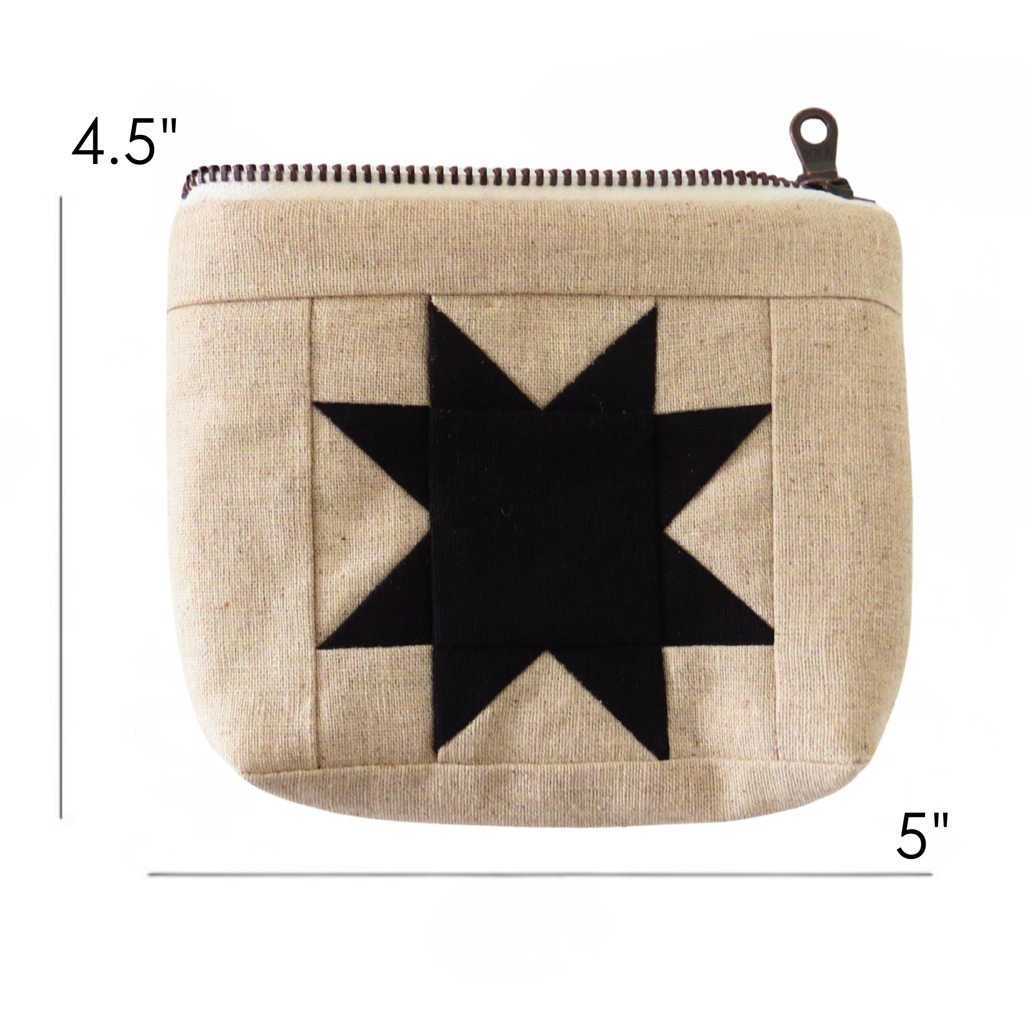 Sawtooth Quilted Sewing Pouch – Black Star Zipper Bag