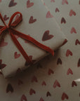 RED HEARTS Kraft Wrapping Paper