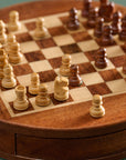 Acacia Wood Round Magnetic Chess Set