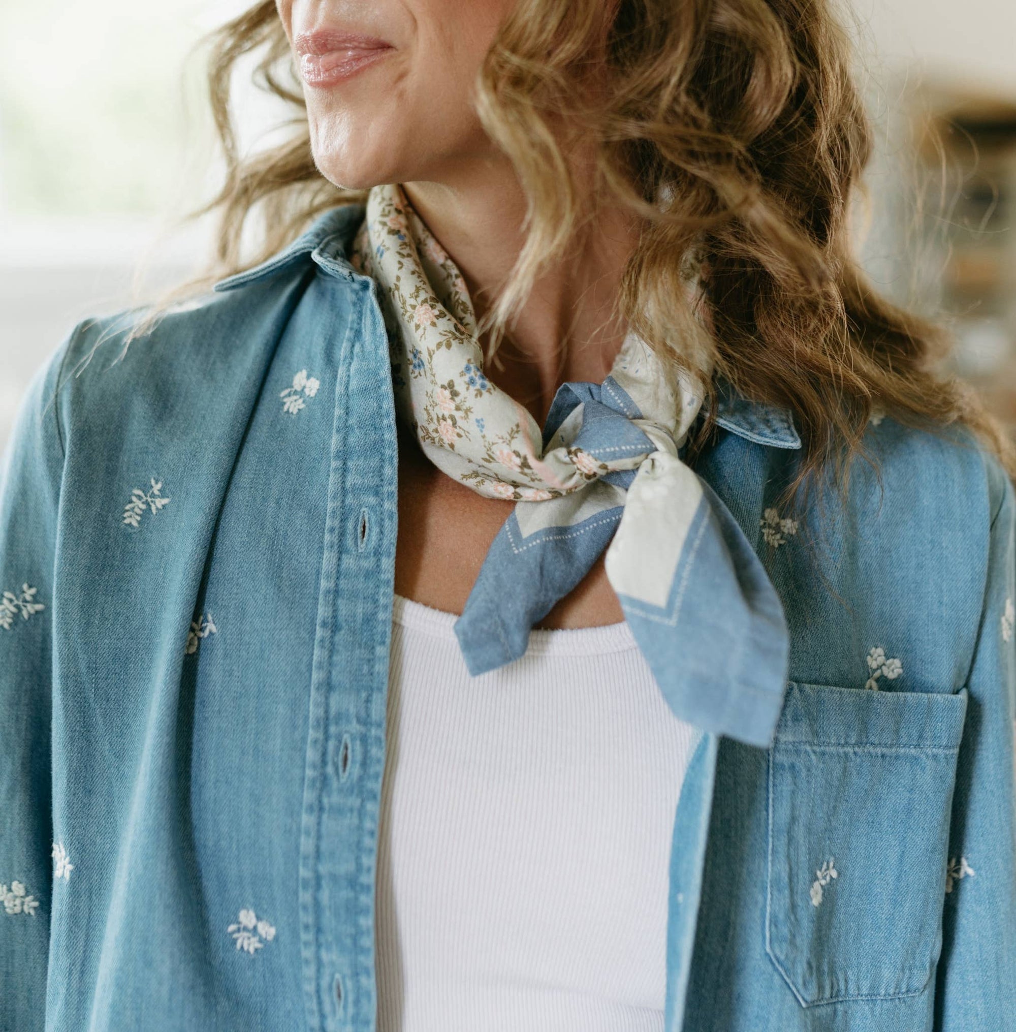 Bloom Field Flutterby Bandana - Blue Floral