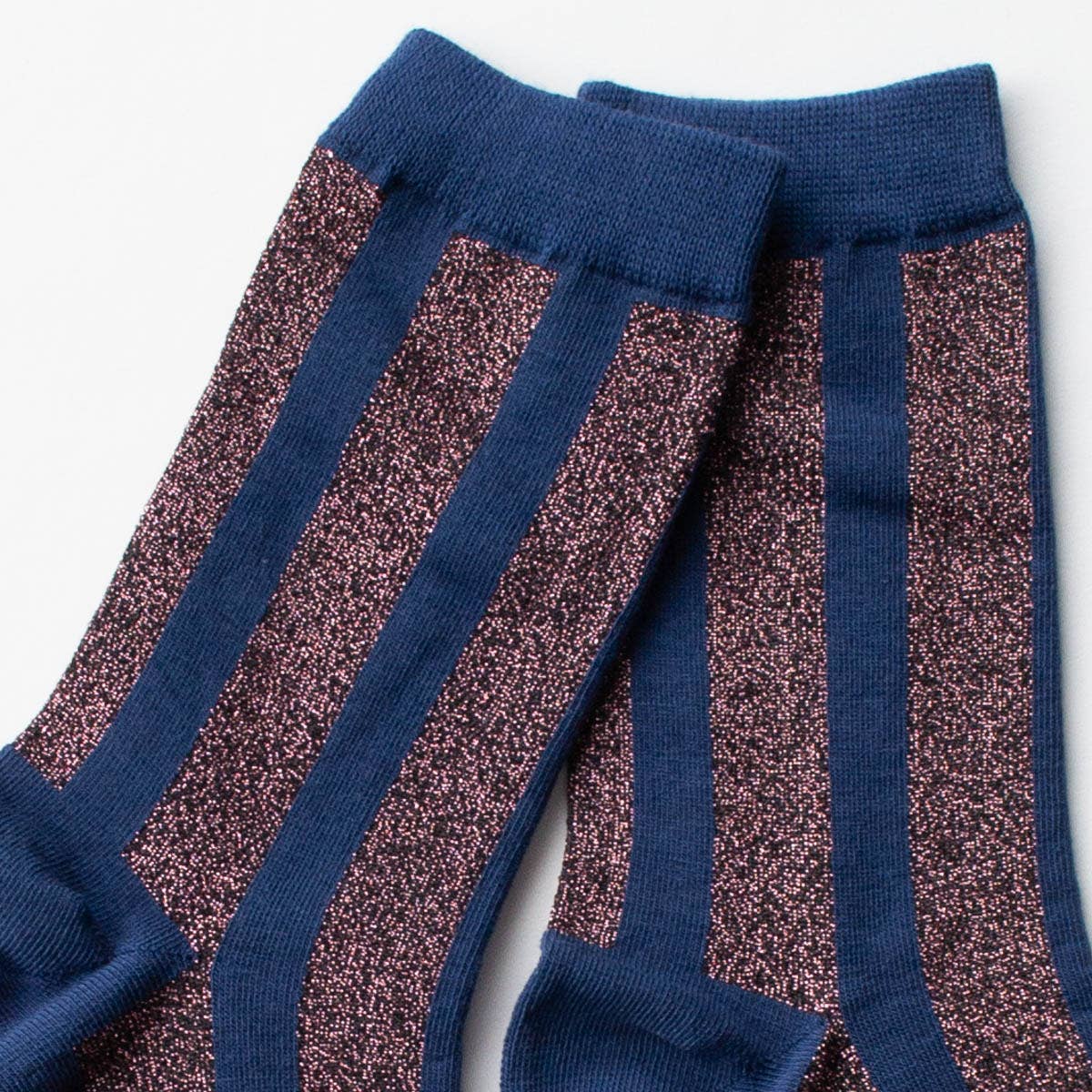 Glitter Vertical Striped Crew Socks: Olive/Green
