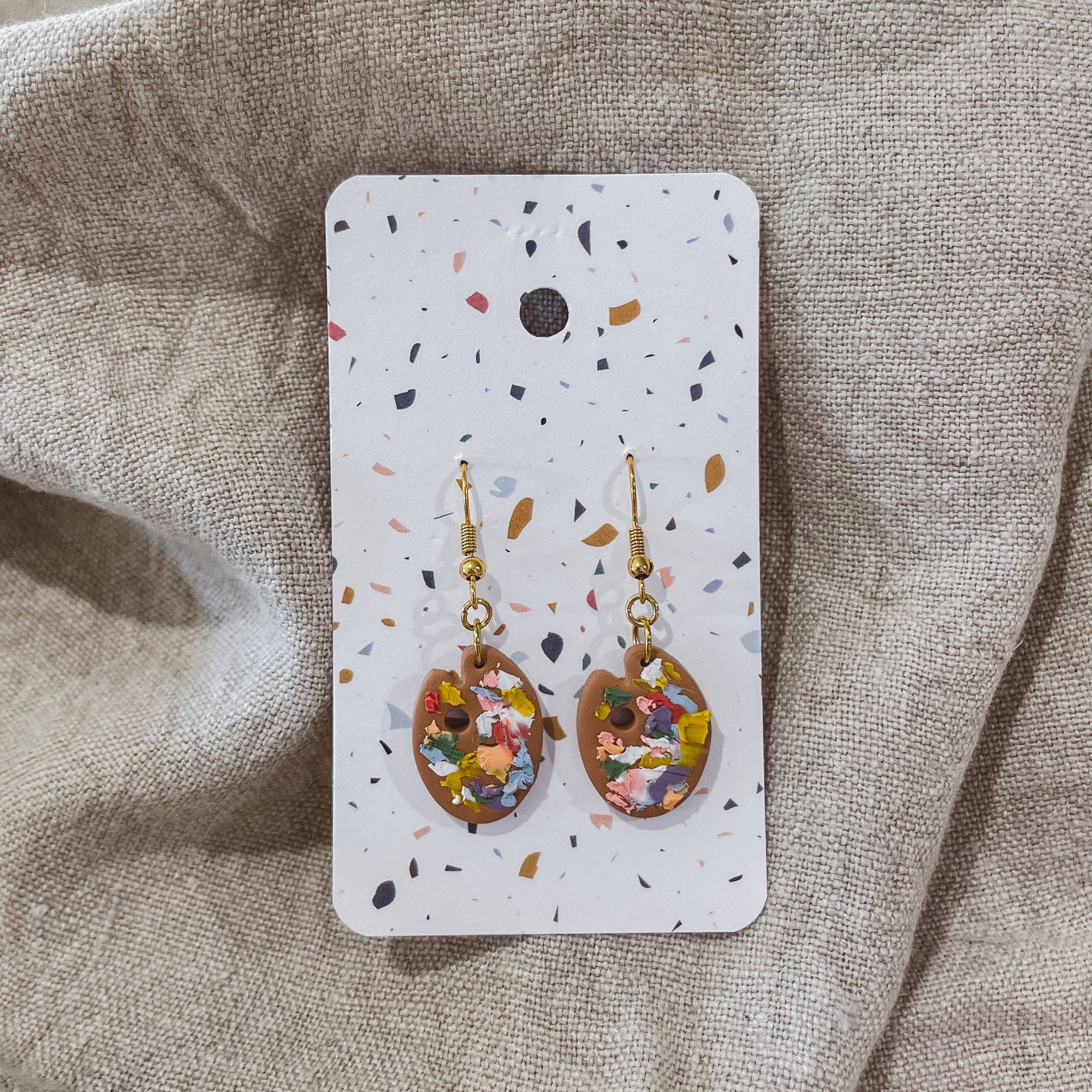 Artist Messy Paint Palette Earrings: Dark Brown