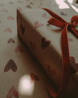 RED HEARTS Kraft Wrapping Paper