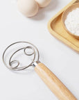 Dough Whisk Wooden Handle: Two rings