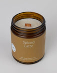 Spiced Latte scented beeswax jar candle in amber glass with unlit white wax pool
