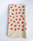 Strawberry Kitchen Towel, Handprinted Tea Towel, Berry Towel