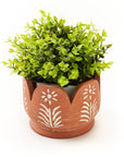 Vasanta Petals Planter with Drainage - Terracotta