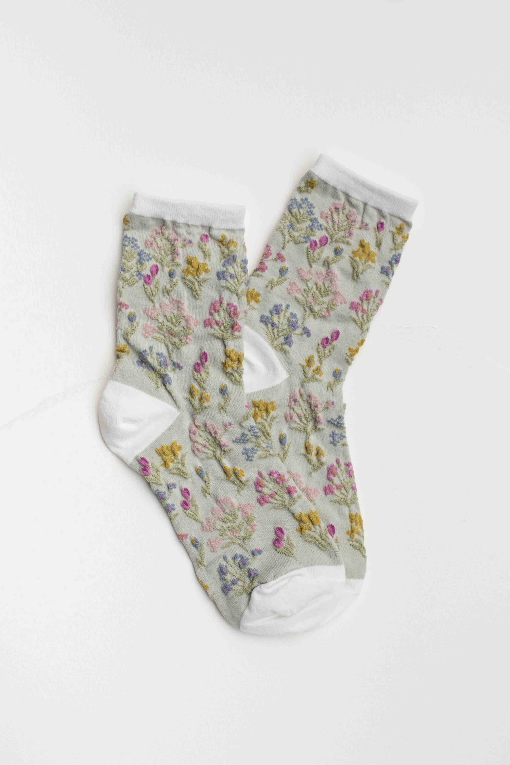 Midnight Wildflower Socks: Sage