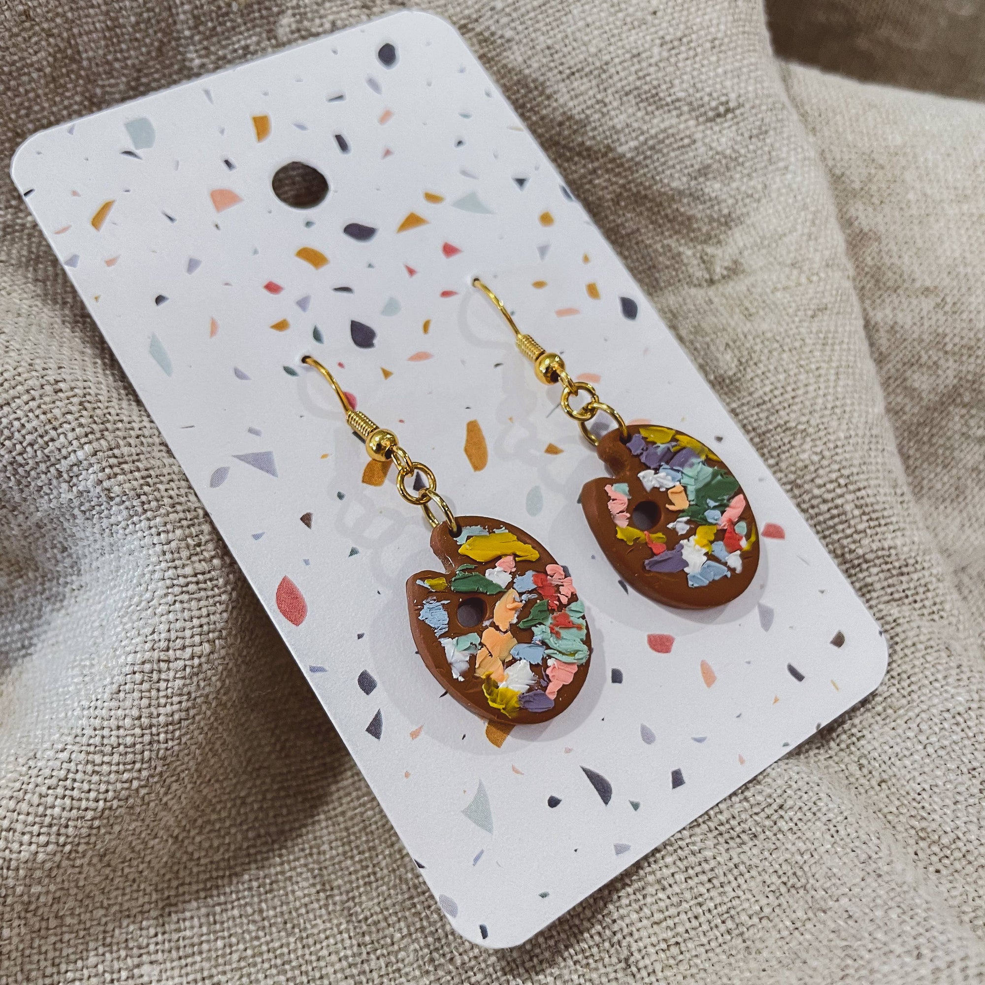 Artist Messy Paint Palette Earrings: Dark Brown