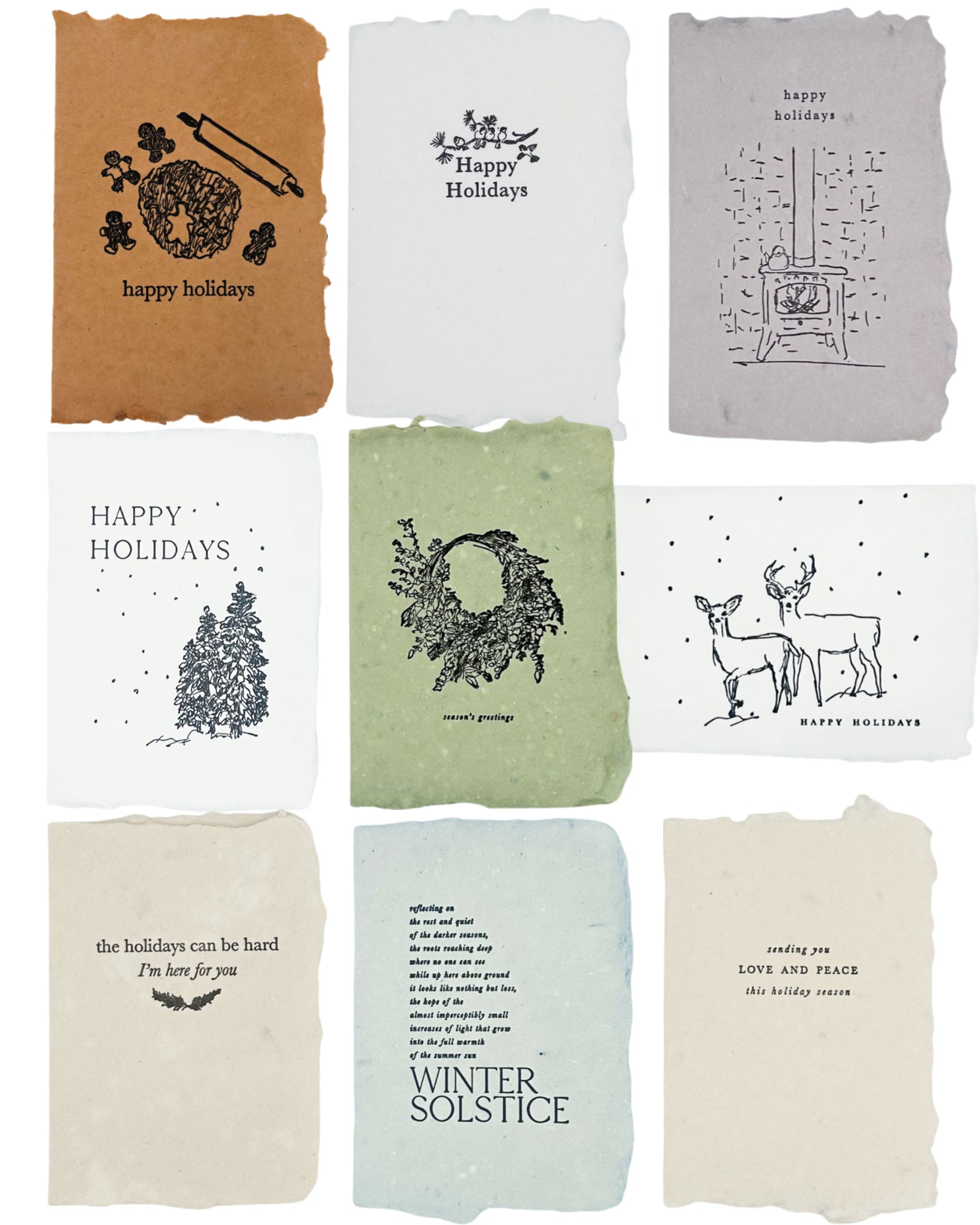Happy Holidays greeting card with wreath illustration and holiday message.
